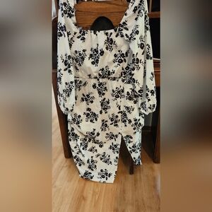Floral Black and White Women's Dress